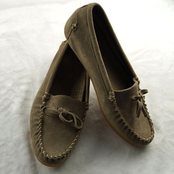L.L. Bean Suede Driving Moccasins Taupe‎ Loafers Womens Size 6M - Picture 1 of 9